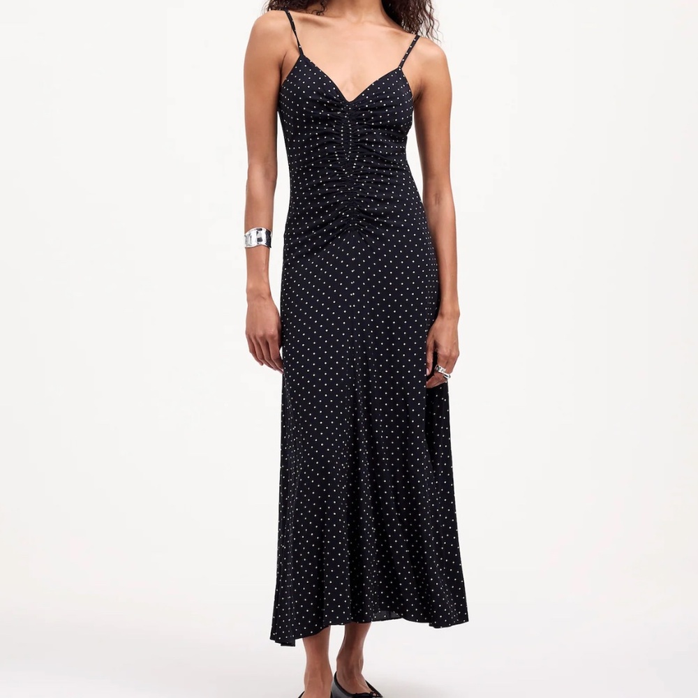 Ruched High-Low Midi Dress